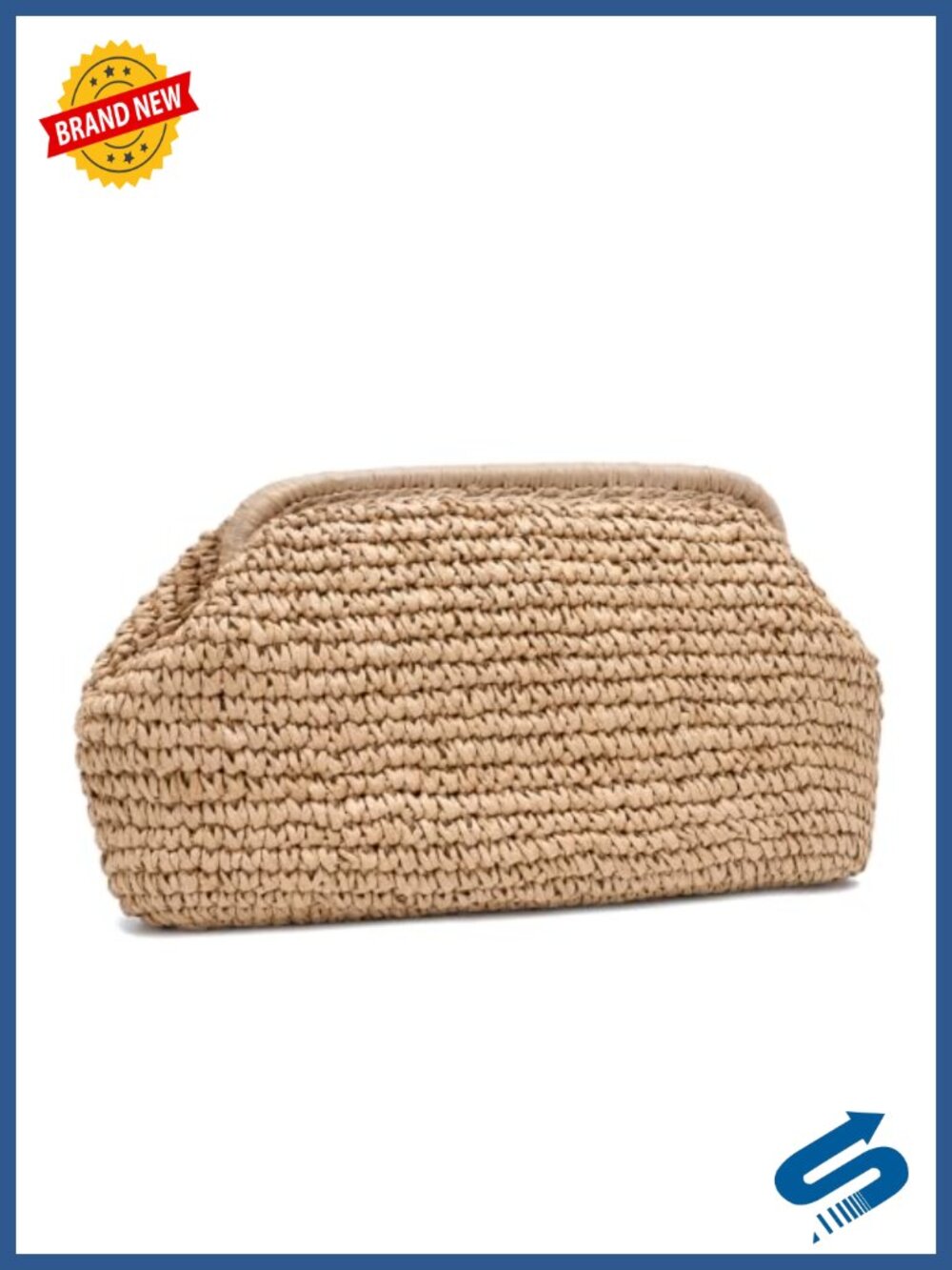 Handwoven Straw Clutch Bag Woven Raffia Evening Purse Resort Vacation